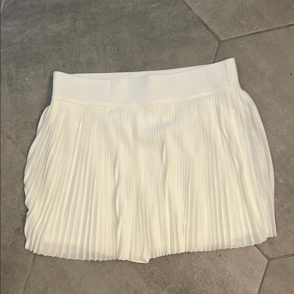 No Boundaries SZ M white sheer tennis Skater Mini Skirt Pleated
